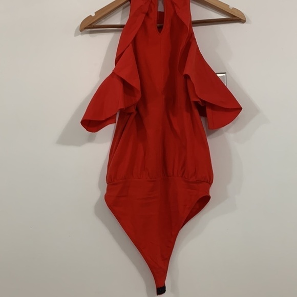 ZARA TRAFALUC size 6 orange off shoulder bodycon blouse - Picture 3 of 10